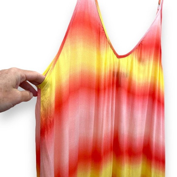Aqua Swim Dress Womens Small Orange Yellow Tie Dye Maxi Cover Up Resortwear - Picture 4 of 9